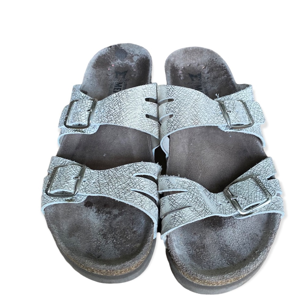 Mephisto Helisa Metallic Buckle Slide Sandals Size 9 | 40